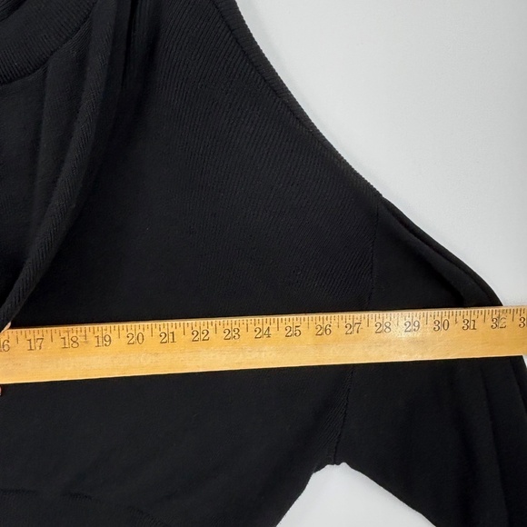 Topshop Womens Medium Pullover Cropped Sweater Black Yellow Drawstring Oversized - Picture 6 of 7